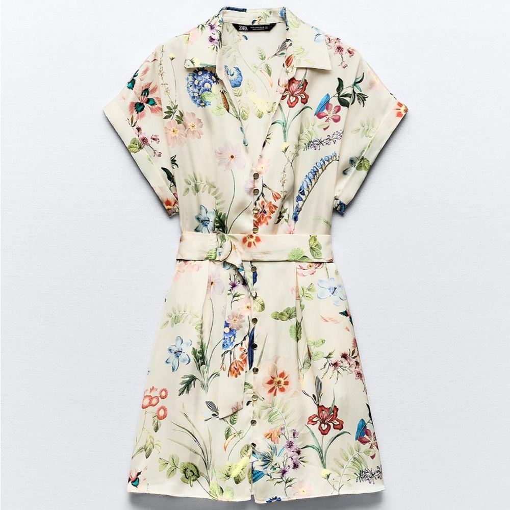 ZARA white floral dress